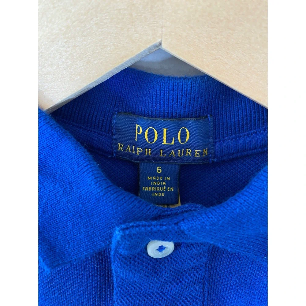 Polo Ralph Lauren Boys‎ Blue Striped Colorblock Polo Shirt Size 6 Short Sleeve
